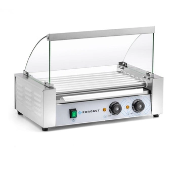 Valčekový ohrievač párkov so skleneným krytom, 7 valčekov, 1.05 kW, 230 V | FORGAST FG09600
