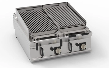 Nastaviteľný plynový lávový gril 20 kW, 2 dosky 62 × 36 cm | TECNOINOX 313205