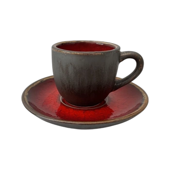 Šálka Bel 100 ml s tanierikom 11 cm Still Cristall rubín | KERA KERAMIKA 2.3.3.RUBIN