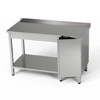 Pracovný stôl z nehrdzavejúcej ocele so skrinkou a spodnou policou 160x60x85 cm | FORGAST