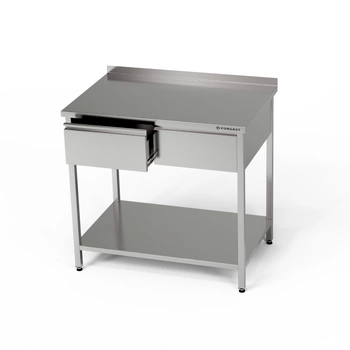 Pracovný stôl z nehrdzavejúcej ocele so zásuvkami a spodnou policou 80x70x85 cm | FORGAST