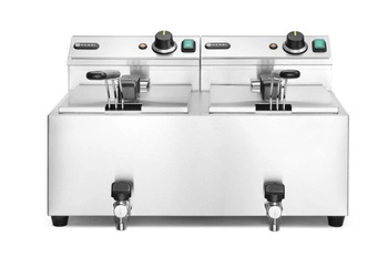 Elektrická fritéza s 2 komorami a vypúšťacím kohútikom, 2x8 l, 2x3,5 kW | HENDI 209301