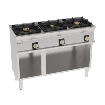 Gastronomický plynový sporák PCHM12FG9/2, Mosaico 74 a 90, 3-horákový hermetický, na otvorenej skrinke, 120 cm, verzia super 28 kW | TECNOINOX 313299