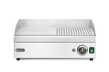 Elektrický grilovací plát Kitchen Line, 1/2 hladký 1/2 ryhovaný, 2,4 kW, 51,8x33 cm | HENDI 154946