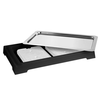 Vitrína bufetová s chladiacou vložkou, bez krytu TOP FRESH GN 1/1, čierna, 58.5x36.5x6 cm | APS 11505