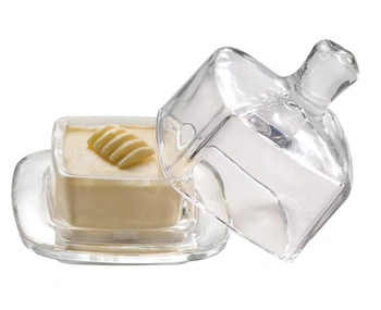 Sklenená maselnička s pokrievkou, kocka, 70 ml | APS 15925