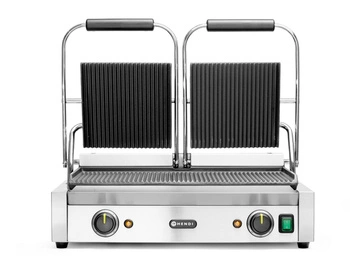 Dvojitý kontaktný gril, vrúbkované platne, 3,6 kW | HENDI 263709