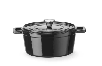 Smaltovaný liatinový hrniec, 3,7 l, čierny, 31,7x24x(V)10,5 cm | HENDI 626870