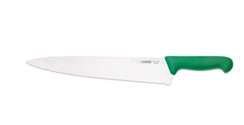 Kuchársky nôž s vlnitým ostrím - 31 cm, zelený | GIESSER MESSER 8455 w 31 gr