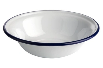 Miska ENAMELWARE, smaltovaná, biela s modrým lemovaním, 16.5x4.5 cm, 450 ml | APS 40637