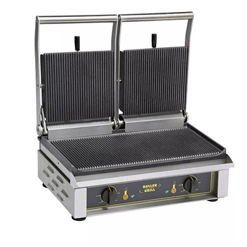 Dvojitý kontaktný gril, ryhované platne, 2x2 kW, 53.5x24 cm | ROLLER GRILL MAJESTIC 230V
