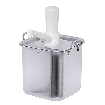 Dávkovač na omáčky so pumpou, hranatý, 5 l, strieborný | CONTACTO 237/050