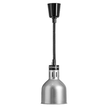 Strieborná ohrievacia lampa na jedlá, valcová, 0,25 kW, nastavenie výšky 60-180 cm | FORGAST FG03342