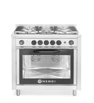 Plynový gastronomický sporák s 5 horákmi s rúrou, 16,7 kW, elektrická rúra | HENDI 225707