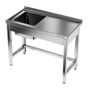 Nerezový stôl s umývadlom s 1 miskou 130 cm | FORGAST
