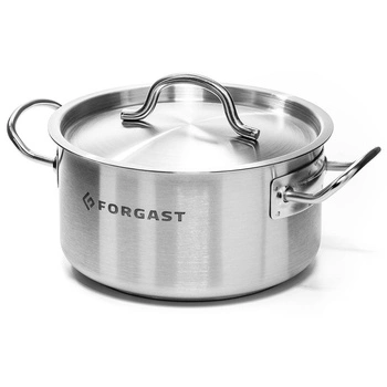 Nízky hrniec z nehrdzavejúcej ocele, s pokrievkou, 4 l, priemer: 20 cm | FORGAST FG02004
