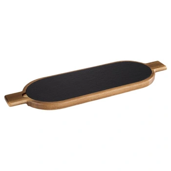 Servírovacia doska FUSIONA s bridlicovou doskou, hnedá, 50x15x2 cm | APS 812