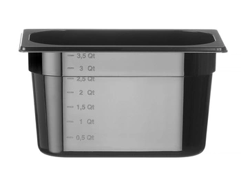 GN 1/4 hrniec 15 cm hlboký z čierneho polykarbonátu | HENDI 862612