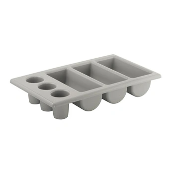 Kontajner na príbory, GN 1/1, polypropylén, polyetylén, sivý, 53x32.5x10 cm | APS 11960