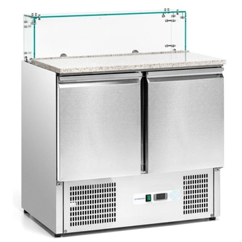 Chladiaci stôl 2-dverový na pizzu so skleneným nadstavcom 257 l | FORGAST FG07222