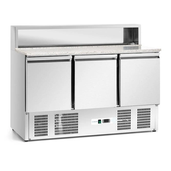 Chladiaci stôl na pizzu, 3-dverový, 400 l, s nadstavbou | FORGAST FG07203