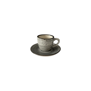 Šálka Bel 100 ml s tanierikom 11 cm Still Rustic sivá | KERA CERAMIKA 2.3.3.RUSTIC SIVÁ