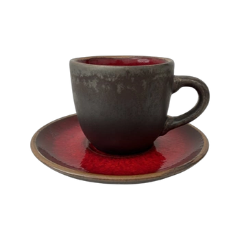 Šálka 280 ml s tanierikom 15 cm Still Cristall rubín | KERA KERAMIKA 2.3.4.RUBIN