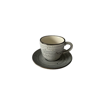 Šálka Bel 200 ml s podšálkou 15 cm Still Rustic sivá | KERA CERAMIKA 2.3.1.RUSTIC SIVÁ