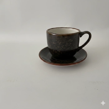 Šálka 280 ml s tanierikom 15 cm Still Cristall hematit | KERA KERAMIKA 2.3.4.HEMATIT